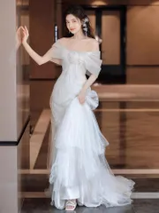 新品未使用 エレガント オフショルダーウェディングドレス