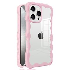 【特価商品】16 (ピンク 携帯電話カバー 6.3 Pro Pro アイフォン16 女性人気 キャラクター ストラップホール付き 衝撃吸収 Pro) 手触りいい 滑り止め 傷防止背面 スリム 薄型 PCパネル+ソフトパンバー 波形 かわいい 透明 クリア ケー