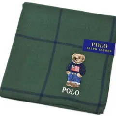 【新品】POLO Ralph Laurenポロ ラルフローレン /メンズ/ポロベア/ハンカチ/綿100%/グリーン チェック柄/川辺（株）