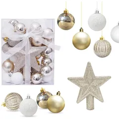 ZOYUBS クリスマス オーナメント ボール クリスマスボール 3cm ツリートップスター 華やか クリスマスツリー 飾り付け 飾り ボール セット クリスマス ツリー オーナメント 3cm ボール クリスマス ツリー デコレーション ボール クリスマス オ
