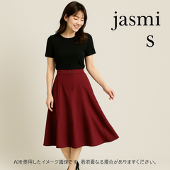 AS0323 jasmi SILK フレアロングスカート Sサイズ ボルドー系 新未使用