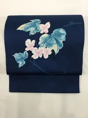 八寸なごや帯/美品/合繊/紺/いづくら/別腹/仕立上がり/10761