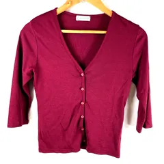 ヴァンドゥーオクトーブル  22 OCTOBRE カーディガン Vネック 7分袖 ラメ加工生地 パープル系 2025032700047