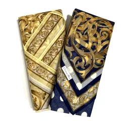 クリスチャンディオール Christian Dior 2点セット ハンカチ チーフ スカーフ 額縁 ボタニカル柄 ゴールドカラー イエロー ネイビー