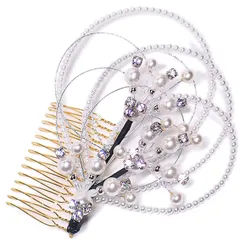 髪飾り コーム かんざし 簪 振袖 成人式 ヘッドドレス キラキラ 髪留め パール 銀 日本製 ウエディング 着物 和装 洋装 袴 黒留 訪問着 結婚式 パーティ フォーマル 銀 17431 t863　Si