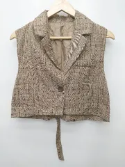 ◇ Θ INGNI イング チェック ショート ベスト サイズM ブラウン レディース P  【1409090009808】