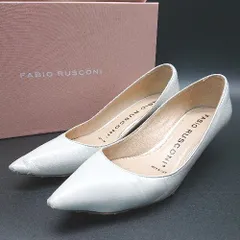 ◇ FABIO RUSCONI フェイクレザー ポインテッドトゥ パンプス シューズ 37サイズ アイボリー オフホワイト レディース E  【1303290014115】
