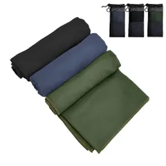 軽量 収納袋付き 速乾 耐久性 柔らかい 超吸水 旅行タオル 80x40cm セイムタオル スイミングタオル ジムタオル スポーツタオル (スレートグレー+オリーブドラブ+ブラック) バスタオル マイクロファイバータオル 髪 速乾タオル