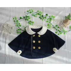 冬物最終割引！ ベビーポンチョコート　ネイビー　60～90サイズ対応のフリーサイズ　アウター　出産祝い　トレンド