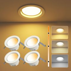 ICHIYO ledダウンライト 100φ 調色 SB形 天井埋込型 昼光色 電球色 昼白色 3段階調色5W 500LM 浅型6H 白熱球40形相当 照明器具 キッチン、台所、玄関、部屋、リビング、商店、バー、カラオケ 適用(調色タイプ4個セット)