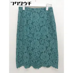 ◇ NATURAL BEAUTY BASIC ジップアップ 総レース 膝丈 タイト スカート サイズ XS グリーン レディース  【1109220011359】