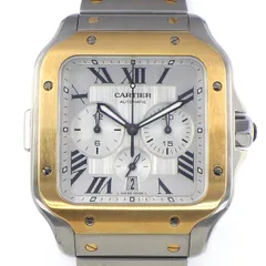 カルティエ Cartier 腕時計 サントス クロノグラフ XL W2SA0008 デイト スモールセコンド 夜光インデックス 夜光針 スクエア シルバー文字盤 K18YG SS 自動巻き 【箱・保付き】 【中古】のサムネイル