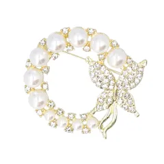 ☆ ゴールド ☆ ブローチ おしゃれ pmybochu001 ブローチ おしゃれ コサージュ アクセサリー ジュエリー フォーマル 卒業式 入学式 セレモニー パール ピン チャーム 上品 サークル 円形 ラウンド 大きめ 蝶 ちょう ストール 大人っぽい