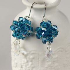 ハンドメイドピアス　シンデレラジュエリー（ブルー）　A-022