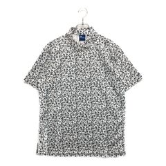 未使用品 メンズ フィドラ FIDRA 半袖ポロシャツ L 白×黒 ホワイト×ブラック 総柄