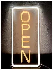 Flatland ネオンサイン OPEN LED ネオン看板 オープン ネオンライト 無段階調光 USB給電 壁掛け 吊り下げ両用 屋内用 店舗用 インテリア おしゃれ(縦型)