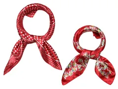 Allegra K スカーフ 正方形 2個入り 50cm シルク風 ドッ ト スクエアスカーフ ネッカチーフ 髪飾り オフィス 制服用 お洒落 レディース オフレッド 50 x 50 cm