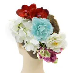 髪飾り 成人式 赤 振袖 前撮り 袴 花 6点セット 白 紫 水色 プルメリア 豪華 リゾート ヘアアクセ かんざし ヘッドドレス 卒業 No.9-3931