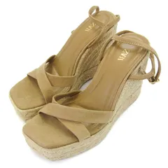 ザラ ウェッジソール サンダル ジュート 厚底 ストラップ スエード 靴 レディース 37サイズ ライトブラウン/ベージュ ZARA 【中古】