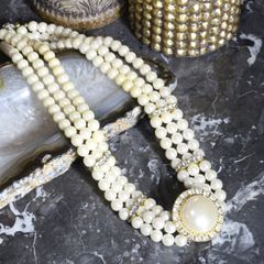 USA VINTAGE TRIPLE PEARL DESIGN NECKLACE/アメリカ古着トリプルパールデザインネックレス