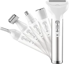 Rilobi 脱毛スタッフのプロが推薦電気 シェーバー 女性 レディース vio 専用 USB充電式 1台5役 眉毛 鼻毛カッター 多機能 電動 ムダ毛処理 顔 脇 腕 ビキニライン 背中 足 全身用脱毛器 水洗い可能 携帯に便利(シルバー)