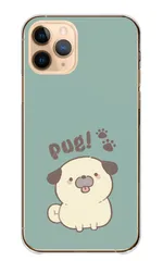 iPhone 17e ケース カバー アイフォン17e スマホケース ハードケース パグ ぱぐ 犬 わんちゃん 動物 可愛い かわいい イラスト キャラクター くすみカラー グリーン  カラー01