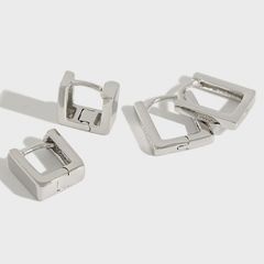 E009 ピアス イヤリング フープ ミニピアス  スクエア シンプル キャッチレス S L silver925 シルバー