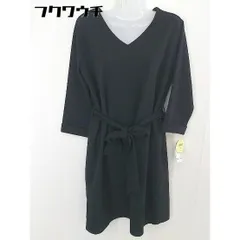 ◇ ◎ ROPE PICNIC ロペピクニック タグ付き Vネック 長袖 膝丈 ワンピース サイズ36 ブラック レディース  【中古】 【1201280000400】