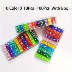 ダイス100個セット サイコロ 14mm 6面 10色 カラフル ゲーム アクセサリー ボードゲーム アクリル マジック 手品