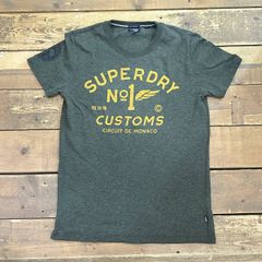 Superdry. / スーパードライ 極度乾燥(しなさい) 両面 染み込みプリント 半袖tシャツ メンズ lサイズ グリーン系 used