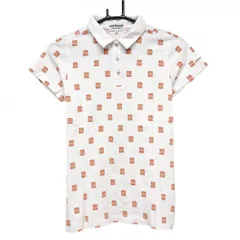 ★値下げ★ジャックバニー 半袖ポロシャツ 白×オレンジ 総柄 レディース M ゴルフウェア Jack Bunny