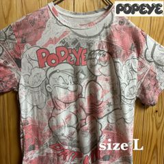 【古着】POPEYE(ポパイ)半袖Tシャツ L マルチカラー USA製 ヴィンテージ 全面プリント アメリカ古着