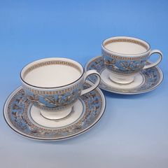ウェッジウッド　フロレンティーンターコイズ　カップ＆ソーサー２客　洋食器　ブランド西洋食器【mxm236】