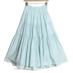 【極美品】ピンクハウス★2023年製！ドットptローンスカート 水色系 裾段々フリル&たっぷりギャザー♪z15834