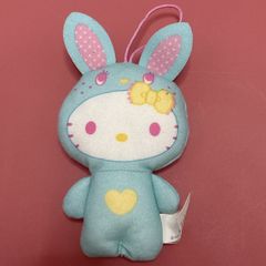 ハッピーセット キティちゃん うさぎ 水色 ぬいぐるみ ストラップ 1つ
