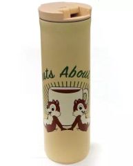 [중고] 머그컵·탕만 칩 & 데일 플립 리드 스테인리스 병 베이지 473ml [디즈니 × 스타벅스 커피]