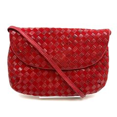 【美品】BOTTEGA VENETA　ボッテガヴェネタ　ショルダーバッグ　イントレチャート　赤　バッグ　鞄　レザー　レディース