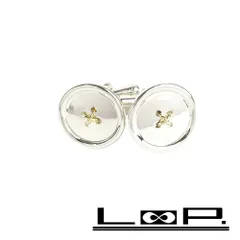 ▼値下げ▼　■新同■磨き済■　ティファニー ボタン カフス コンビ SV K18 YG 【89626】のサムネイル