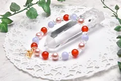 高品質 カーネリアン&貝パールピンク 8mm ブレスレット パワーストーン 天然石 _A588