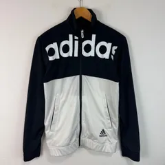 adidas アディダス トラックジャージ トラックジャケット レディース Sサイズ ブラック ホワイト 黒 白 ビッグロゴ デカロゴ スポーツウェア 古着 ストリート