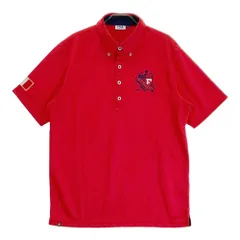 サイズ：LL FILA GOLF フィラゴルフ  ボタンダウン 半袖ポロシャツ チェック柄 レッド系 [240101239246]# ゴルフウェア メンズ ストスト