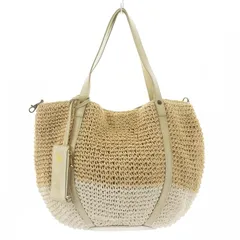 B&Y ユナイテッドアローズ BEAUTY&YOUTH ビューティー&ユース Folna別注 ペーパーレザーハンドルトートバッグ ポーチ 2点セット バイカラー ロゴ ナチュラル アイボリー /WMのサムネイル