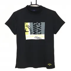 【超美品】キャロウェイ 半袖ハイネックシャツ 黒×イエロー ビッグプリント  レディース L ゴルフウェア Callaway