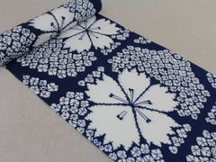 しつけ付き 浴衣反物 本染浴衣 綿絽 白 青 紺 花柄 粋 大人 夏着物