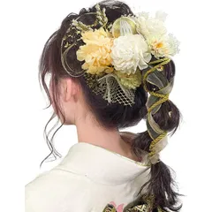 [JZOON] 髪飾り 成人式 髪飾り 10色 ドライフラワー 造花飾り 水引 紐 ヘアーアクセサリー 和玉 かすみ草 金箔 人気 和服 着物 振袖 袴 花 浴衣 成人式 七五三 結納 卒業式 入学式 結婚式 発表会 T5017
