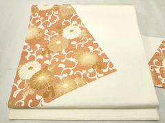 ほんのり生成り色に桜と菊　京袋帯（全通・両面） ほんのり生成り色に桜と菊 京袋帯（全通・両面） - メルカリ