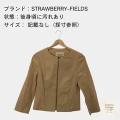 STRAWBERRY-FIELDS ストロベリーフィールズ ライダースジャケット ノーカラー ラウンドネック レディース キャメル