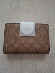 🌹[COACＨ] コーチ 財布 二つ折り財布 FC0082 C0082 ラグジュアリー シグネチャー PVC レザー ミディアム コーナー ジップ ウォレット アウトレット レディース ブランド (3 カーキ×チョーク IMDJ8) [並行輸入品]🌹
