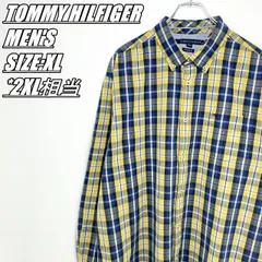 TOMMY HILFIGER　トミーヒルフィガー　チェック柄長袖シャツ　メンズ　サイズ表記XL　2XL相当　イエロー×ネイビー×ホワイト