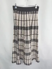 ◇ axes femme チェック柄 ニット地 ロング丈 フレア スカート サイズ表記なし ベージュ ブラック レディース E  【1407020020657】